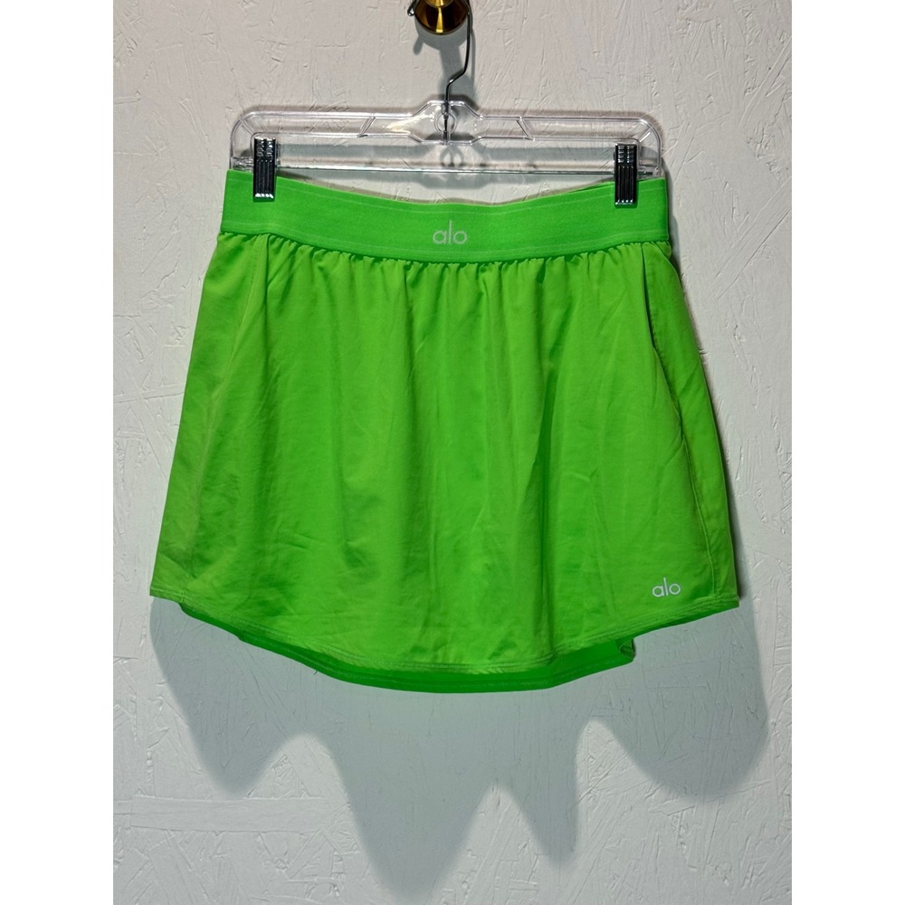 Alo Yoga Match Point Tennis Skirt Green Glow Size Large L Skort Activewear